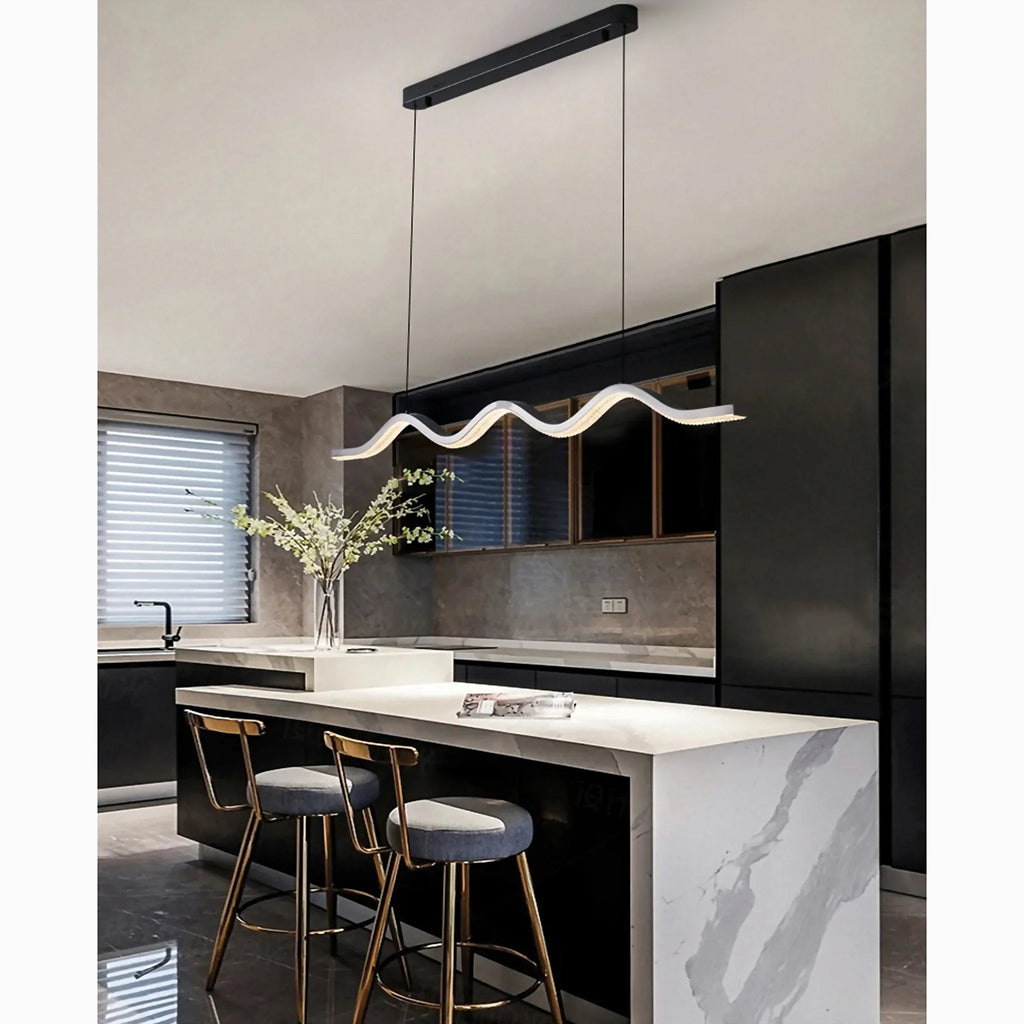 Wave-Shaped Pearl Black Pendant Chandelier