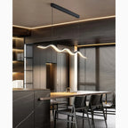 Wave-Shaped Pearl Black Pendant Chandelier