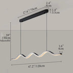 Wave-Shaped Pearl Black Pendant Chandelier