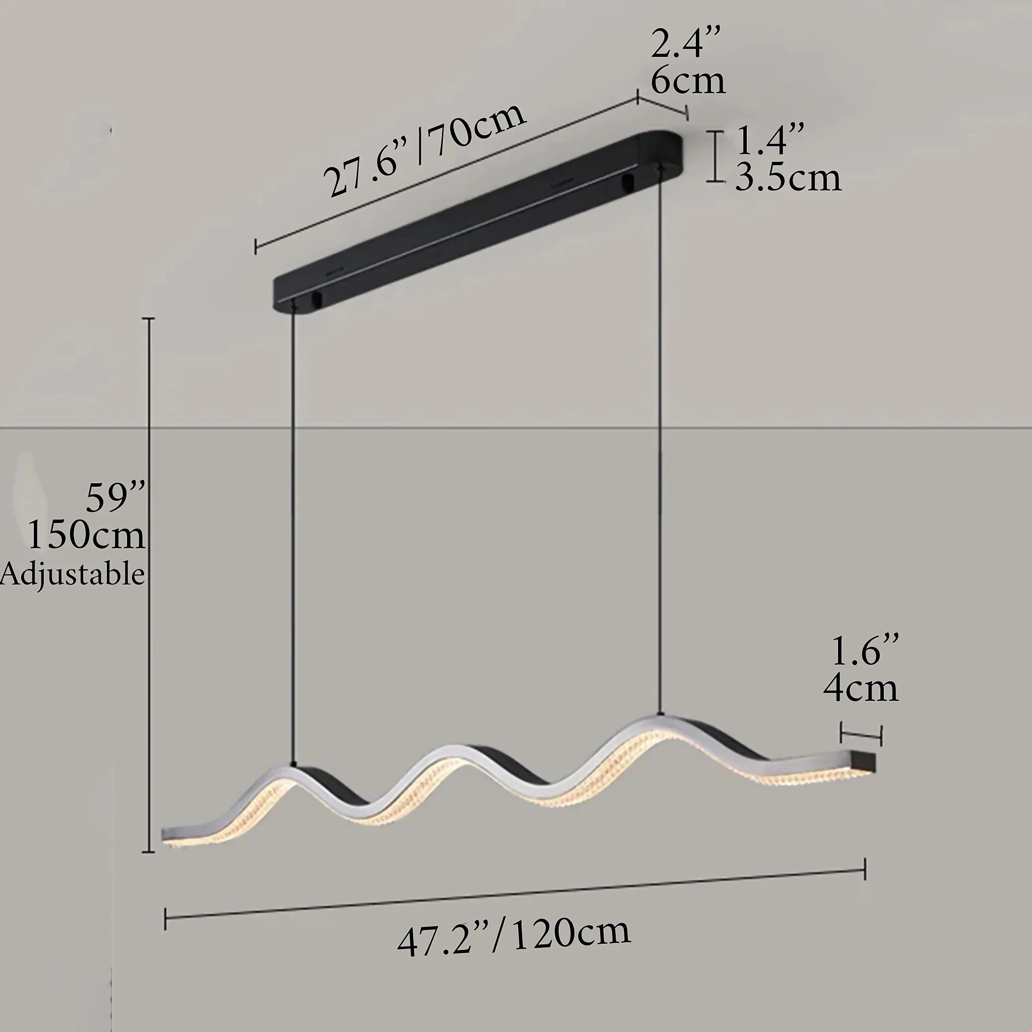 Wave-Shaped Pearl Black Pendant Chandelier