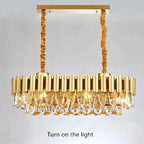 Algeciras | Luxury Rectangle Gold Crystal Chandelier For Kitchen, Living room