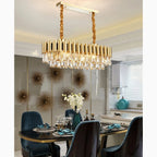Algeciras | Luxury Rectangle Gold Crystal Chandelier For Kitchen, Living room
