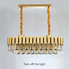 Algeciras | Luxury Rectangle Gold Crystal Chandelier For Kitchen, Living room