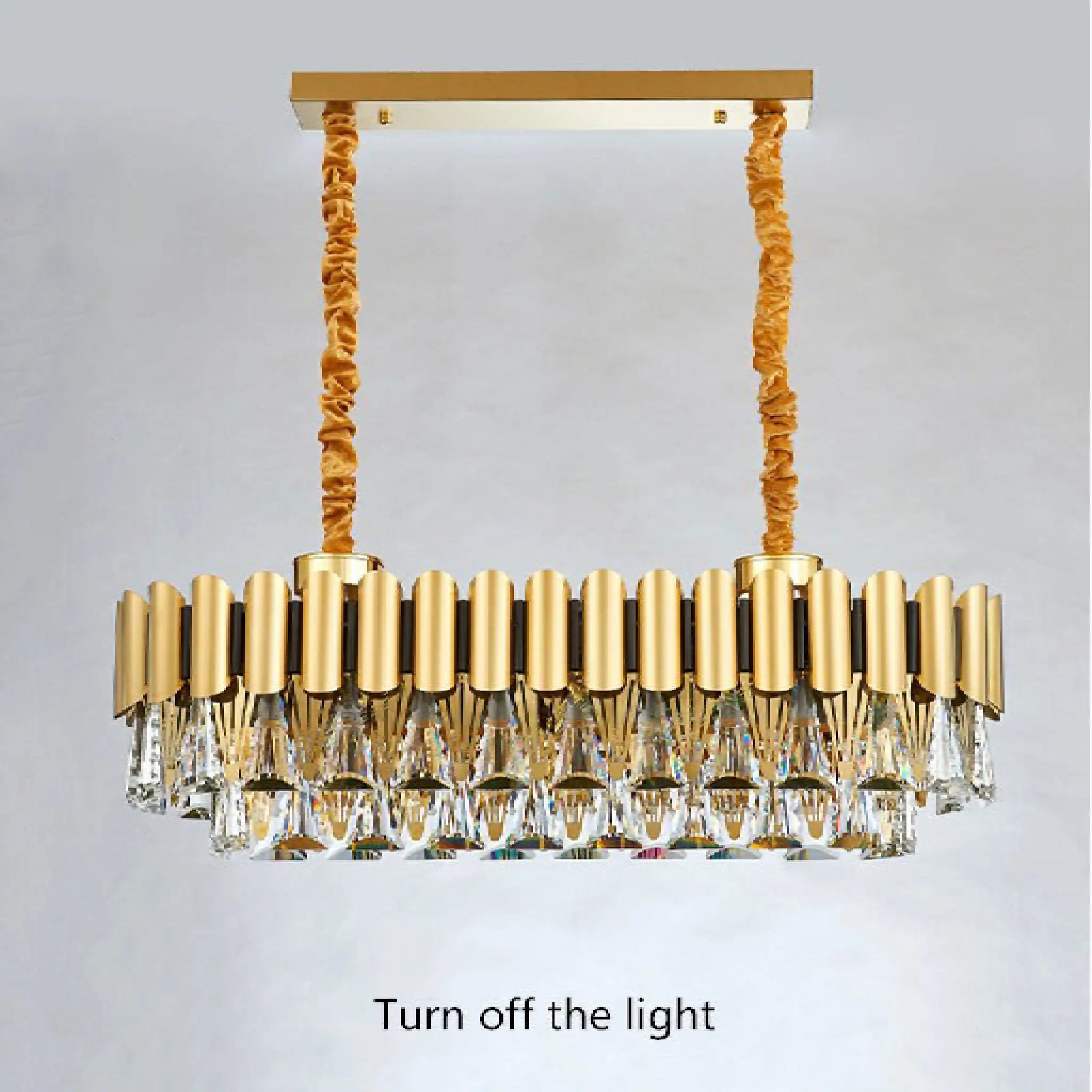 Algeciras | Luxury Rectangle Gold Crystal Chandelier For Kitchen, Living room