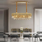 Algeciras | Luxury Rectangle Gold Crystal Chandelier For Kitchen, Living room