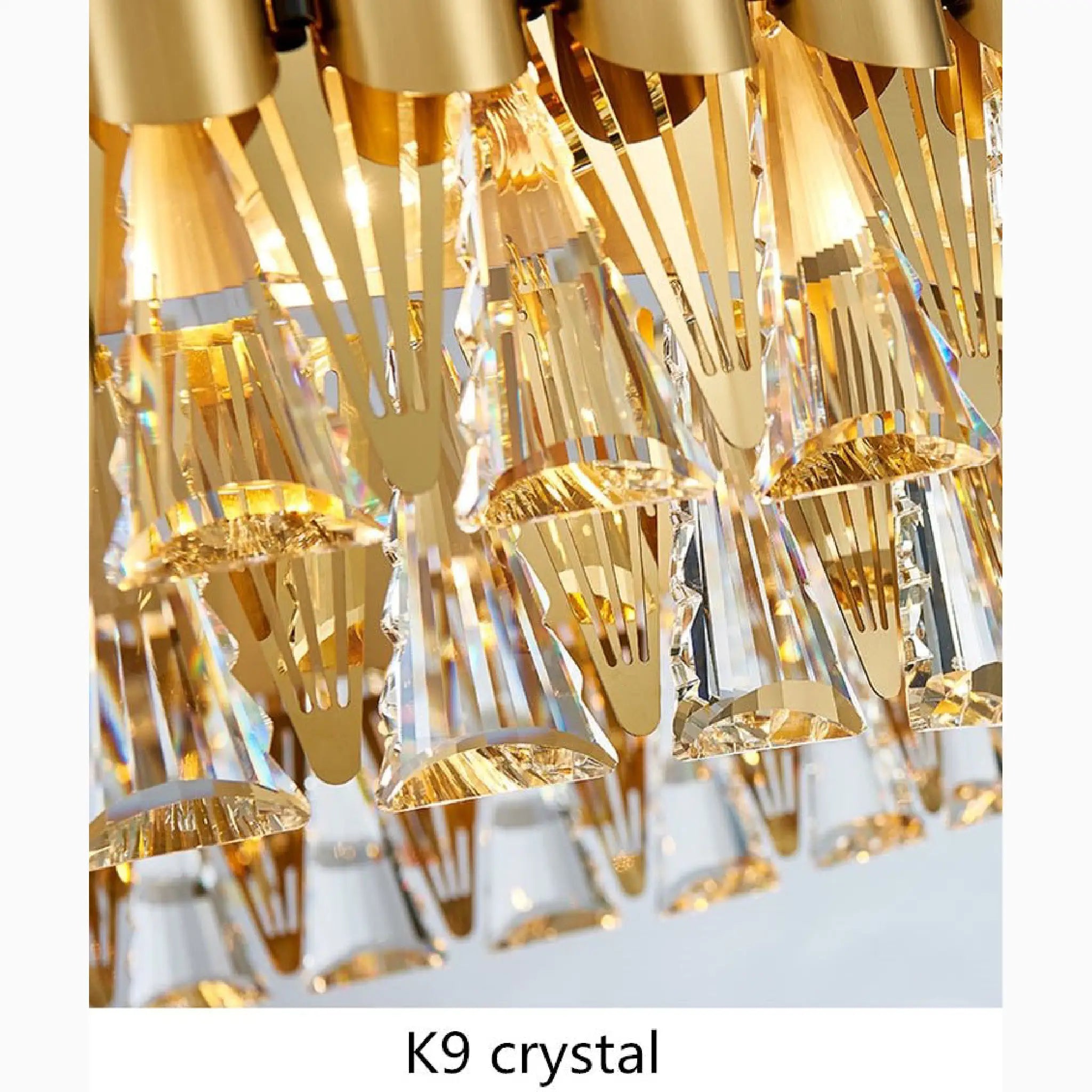 Algeciras | Luxury Rectangle Gold Crystal Chandelier For Kitchen, Living room