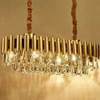 Algeciras | Luxury Rectangle Gold Crystal Chandelier For Kitchen, Living room