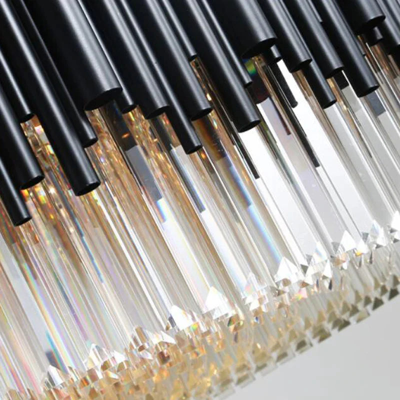 Alghero | Luxury Drum Black Crystal Hanging Chandelier for Living Room