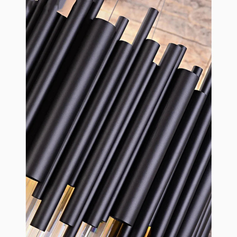 Alghero | Luxury Drum Black Crystal Hanging Chandelier for Living Room