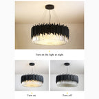 Alghero | Luxury Drum Black Crystal Hanging Chandelier for Living Room