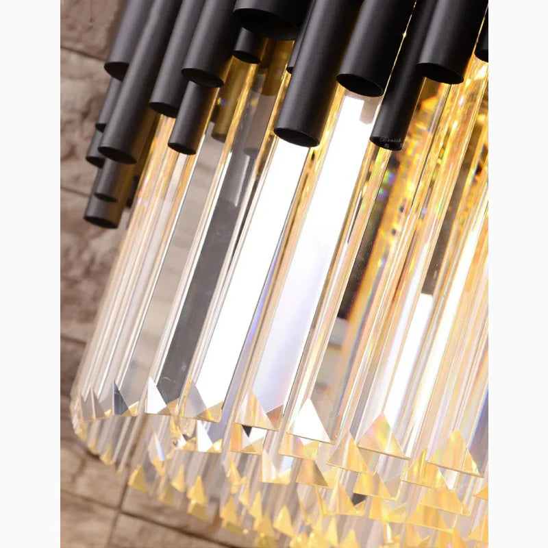 Alghero | Luxury Drum Black Crystal Hanging Chandelier for Living Room
