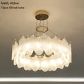 Algua | Round Gold Leaf White Frosted Glass Chandelier for Living Room