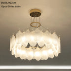 Algua | Round Gold Leaf White Frosted Glass Chandelier for Living Room