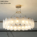 Algua | Round Gold Leaf White Frosted Glass Chandelier for Living Room