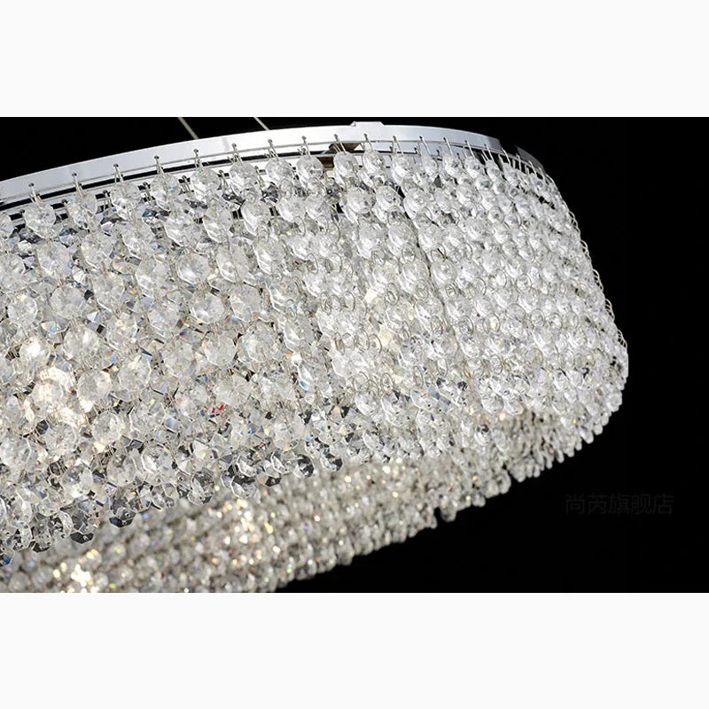 Algund | Round Gold/Chrome Simple LED Crystal Chandelier For Living Room