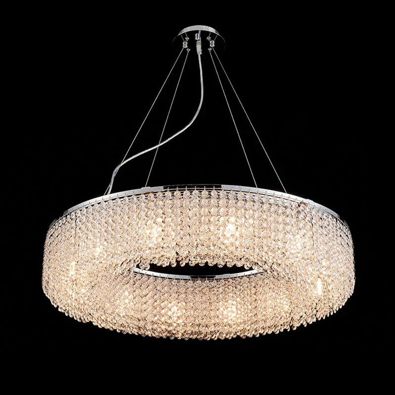 Algund | Round Gold/Chrome Simple LED Crystal Chandelier For Living Room