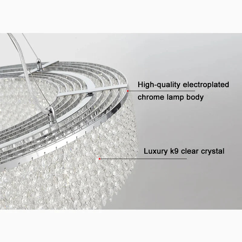 Algund | Round Gold/Chrome Simple LED Crystal Chandelier For Living Room