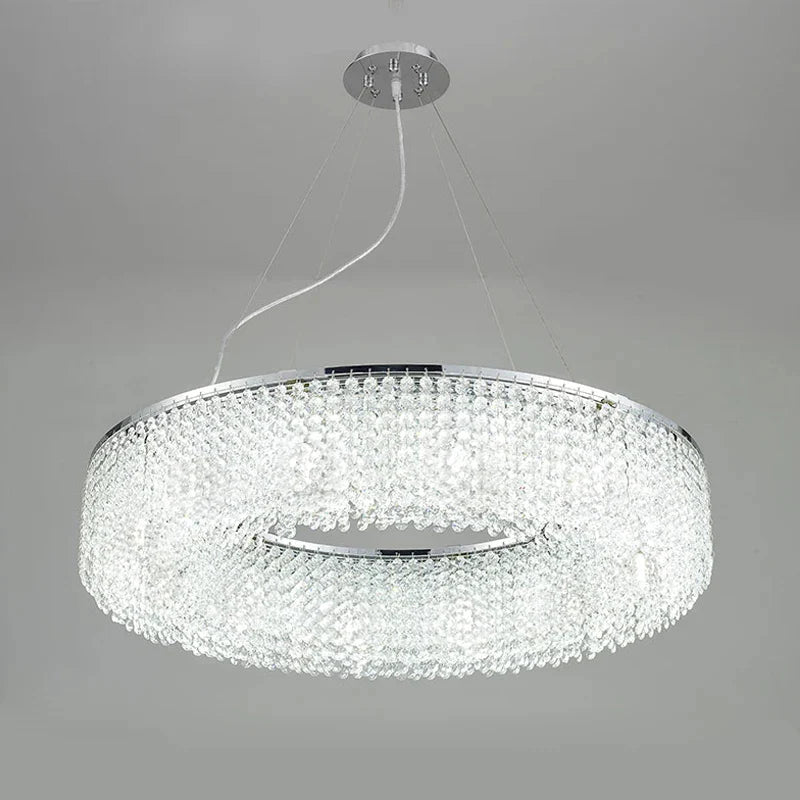 Algund | Round Gold/Chrome Simple LED Crystal Chandelier For Living Room