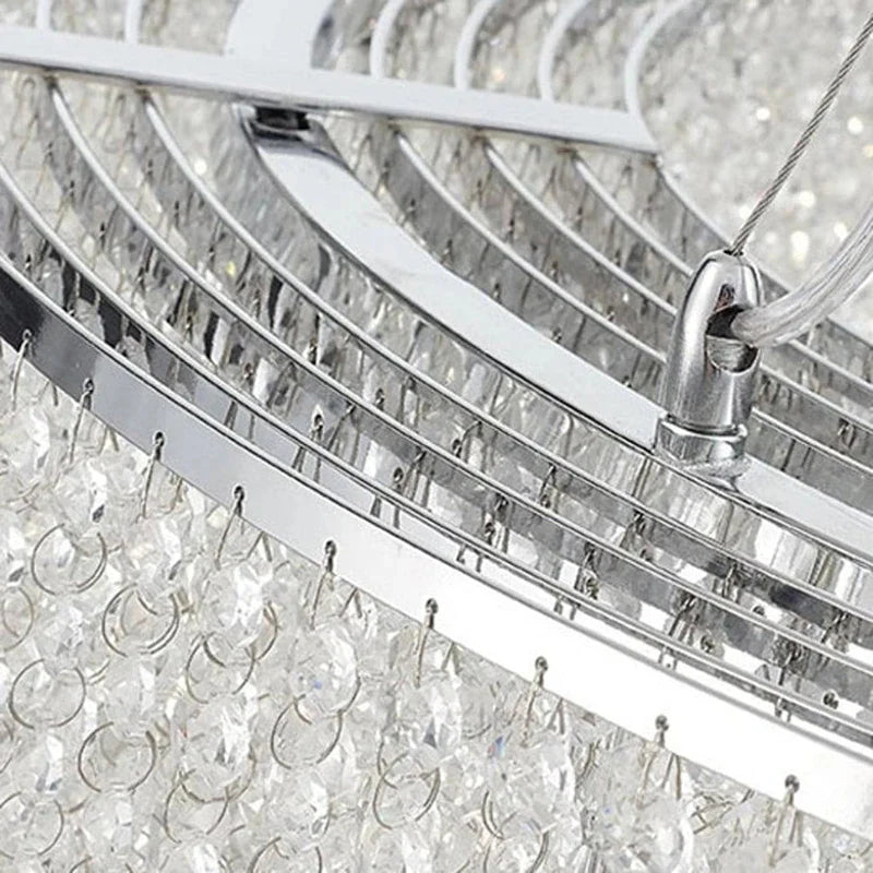 Algund | Round Gold/Chrome Simple LED Crystal Chandelier For Living Room