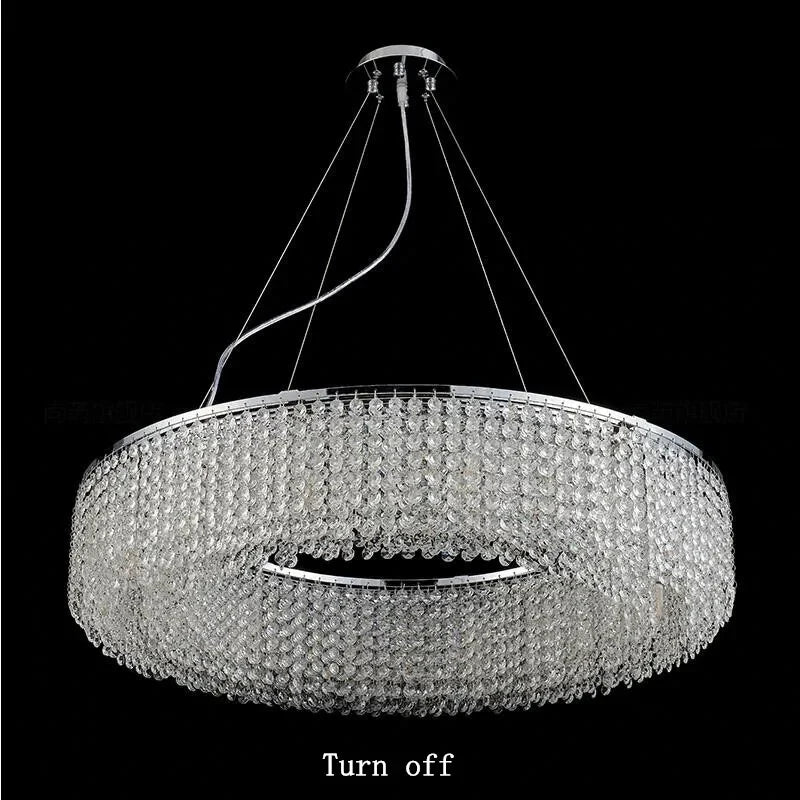 Algund | Round Gold/Chrome Simple LED Crystal Chandelier For Living Room