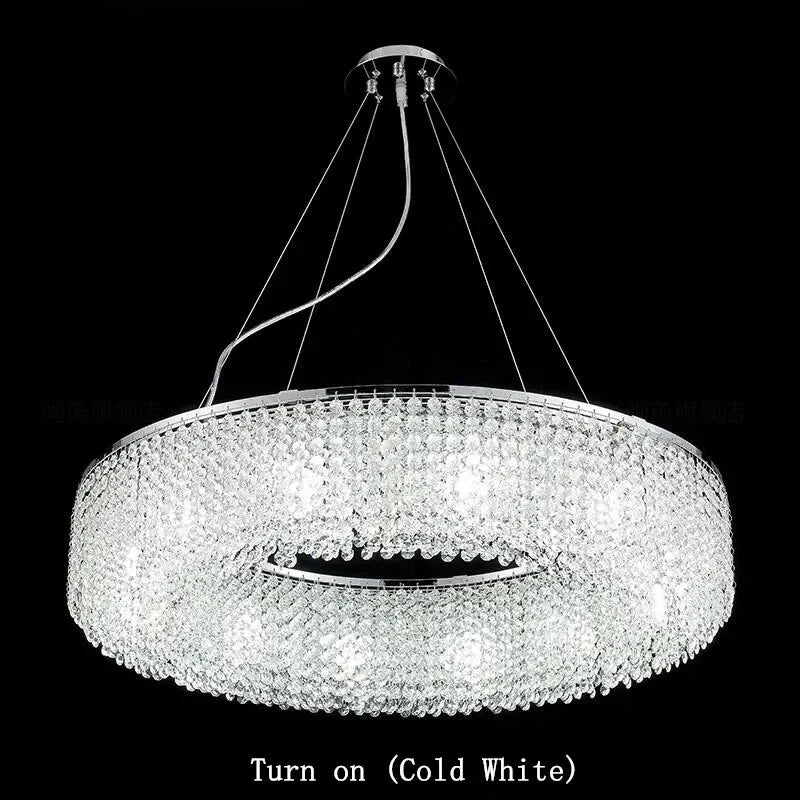 Algund | Round Gold/Chrome Simple LED Crystal Chandelier For Living Room