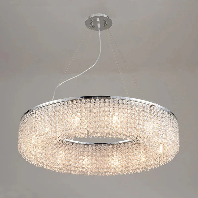 Algund | Round Gold/Chrome Simple LED Crystal Chandelier For Living Room