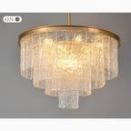 Alife | Gold Modern Frosted Glass Chandelier for Dining Room