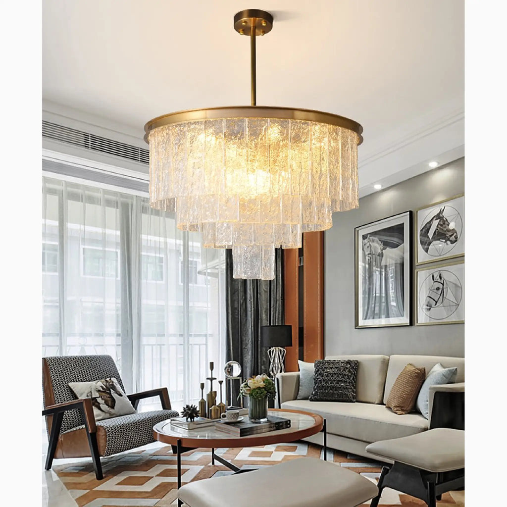Alife | Gold Modern Frosted Glass Chandelier for Dining Room