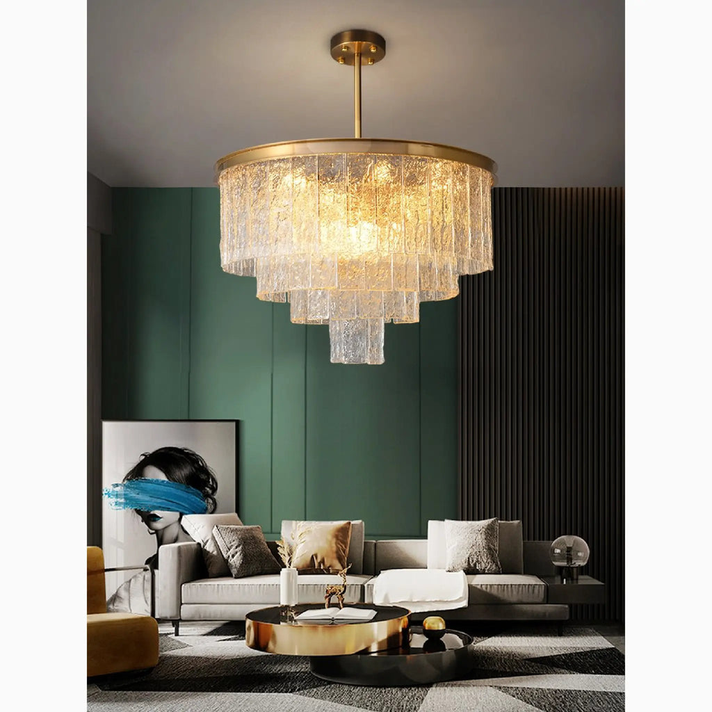 Alife | Gold Modern Frosted Glass Chandelier for Dining Room
