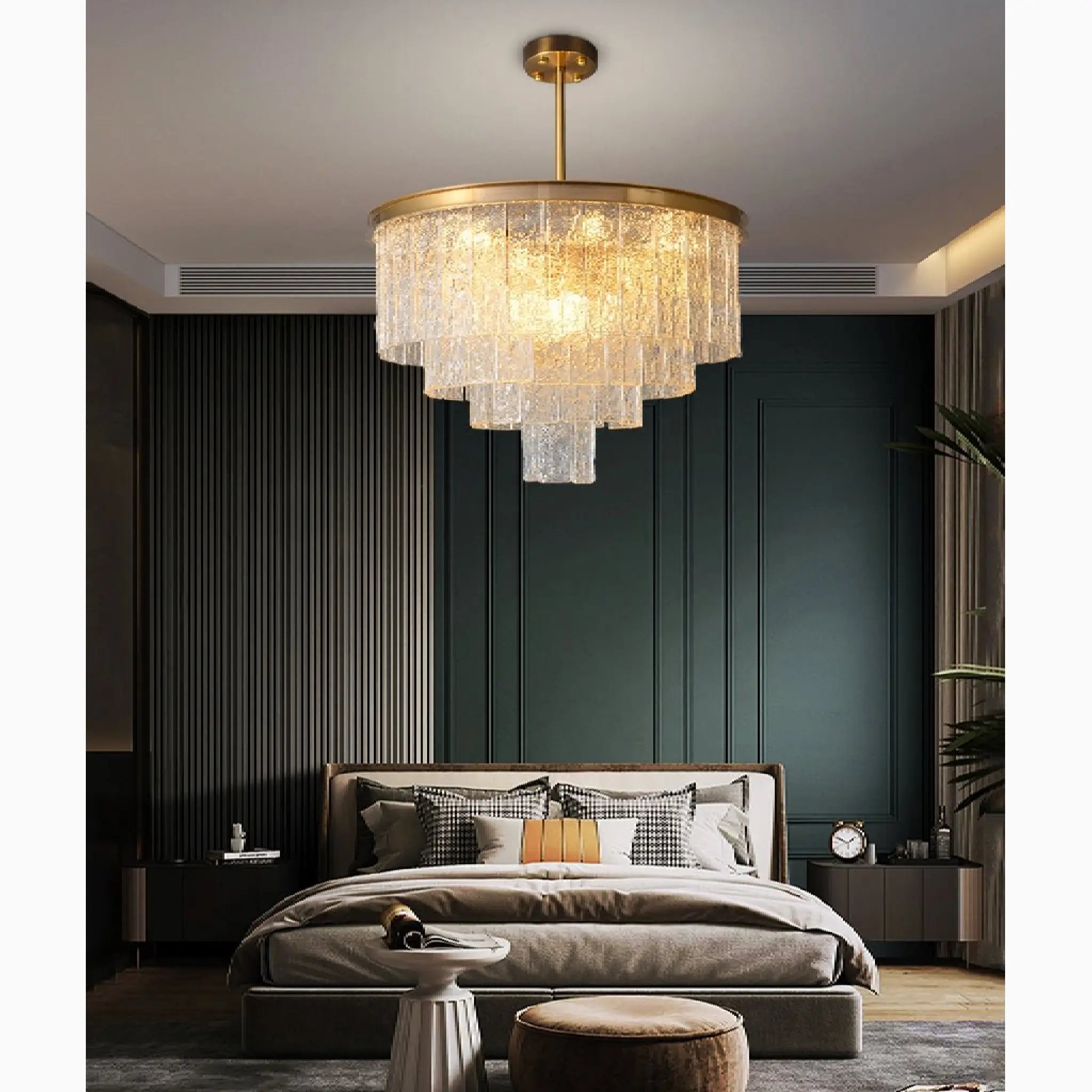 Alife | Gold Modern Frosted Glass Chandelier for Dining Room
