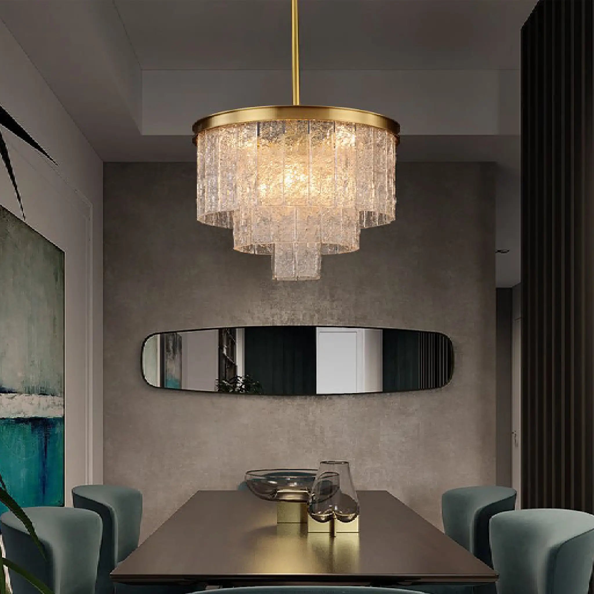 Alife | Gold Modern Frosted Glass Chandelier for Dining Room