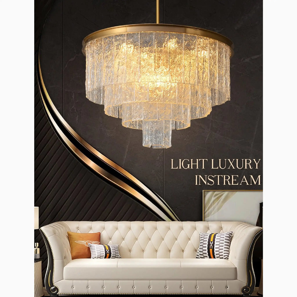 Alife | Gold Modern Frosted Glass Chandelier for Dining Room