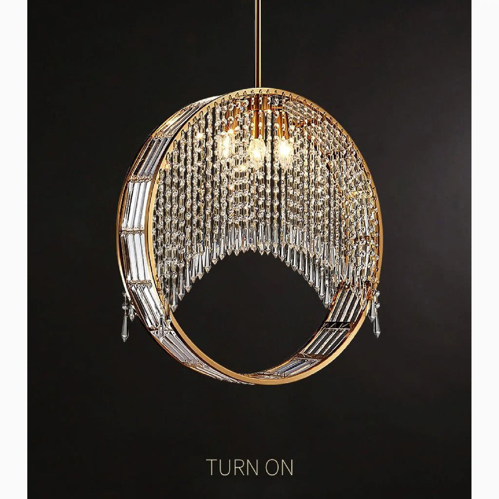Aliminusa | Round Gold Creative Loft Crystal Chandelier For Living Room