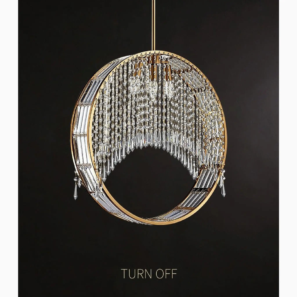 Aliminusa | Round Gold Creative Loft Crystal Chandelier For Living Room