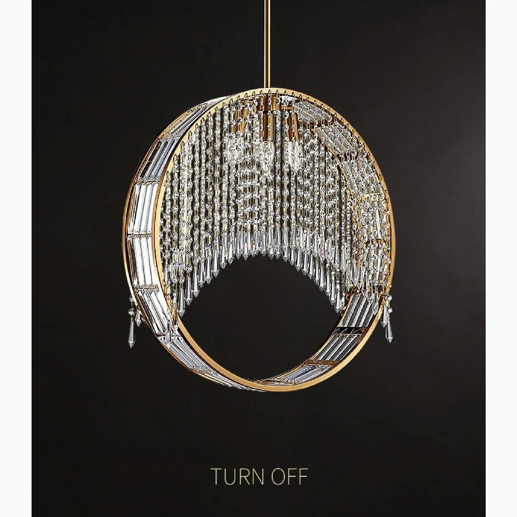 Aliminusa | Round Gold Creative Loft Crystal Chandelier For Living Room