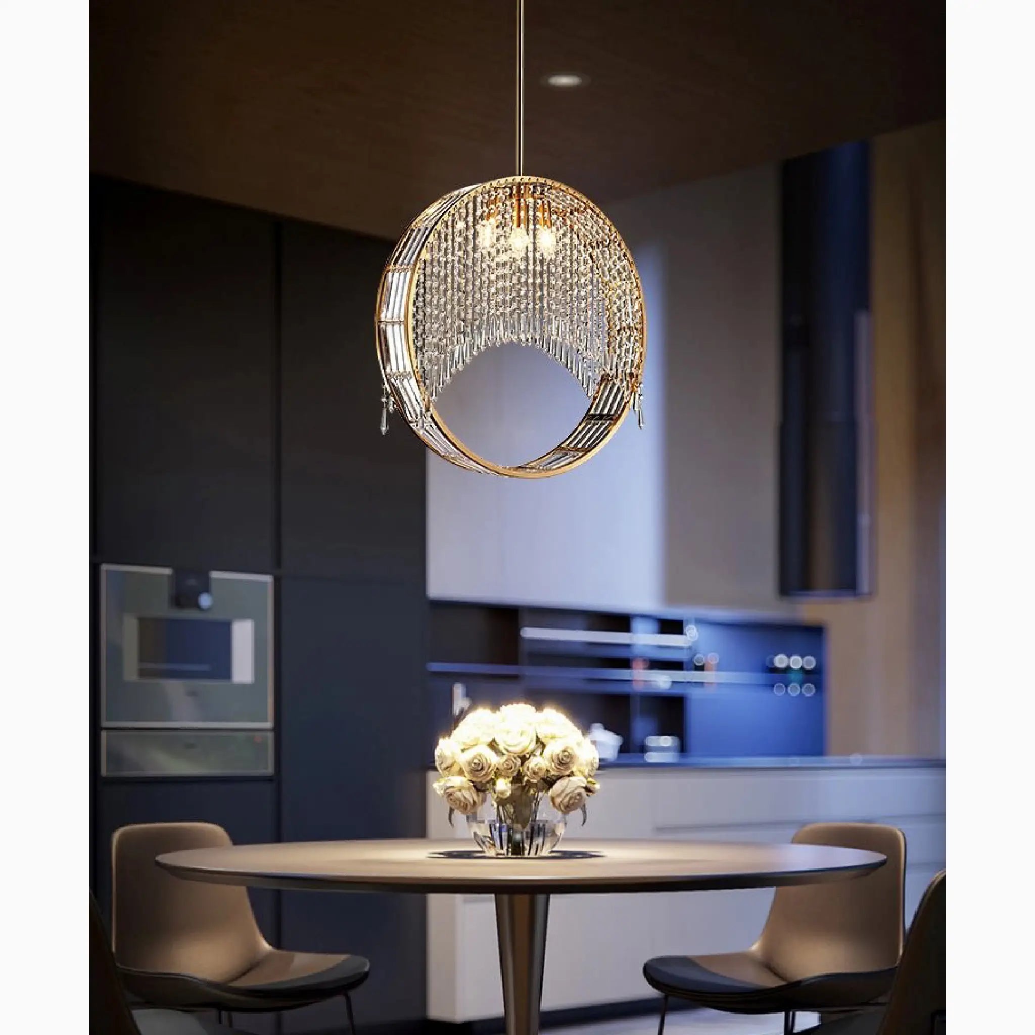 Aliminusa | Round Gold Creative Loft Crystal Chandelier For Living Room