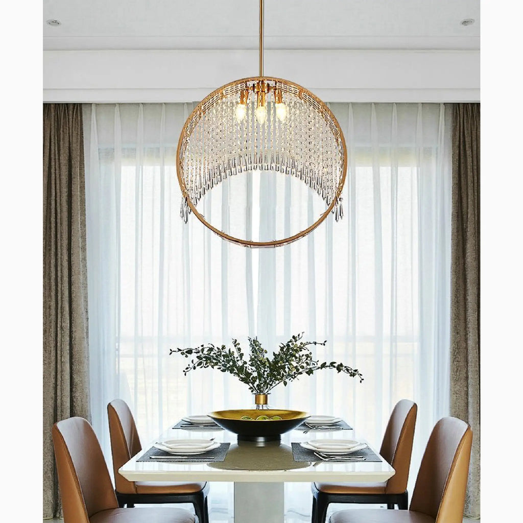 Aliminusa | Round Gold Creative Loft Crystal Chandelier For Living Room