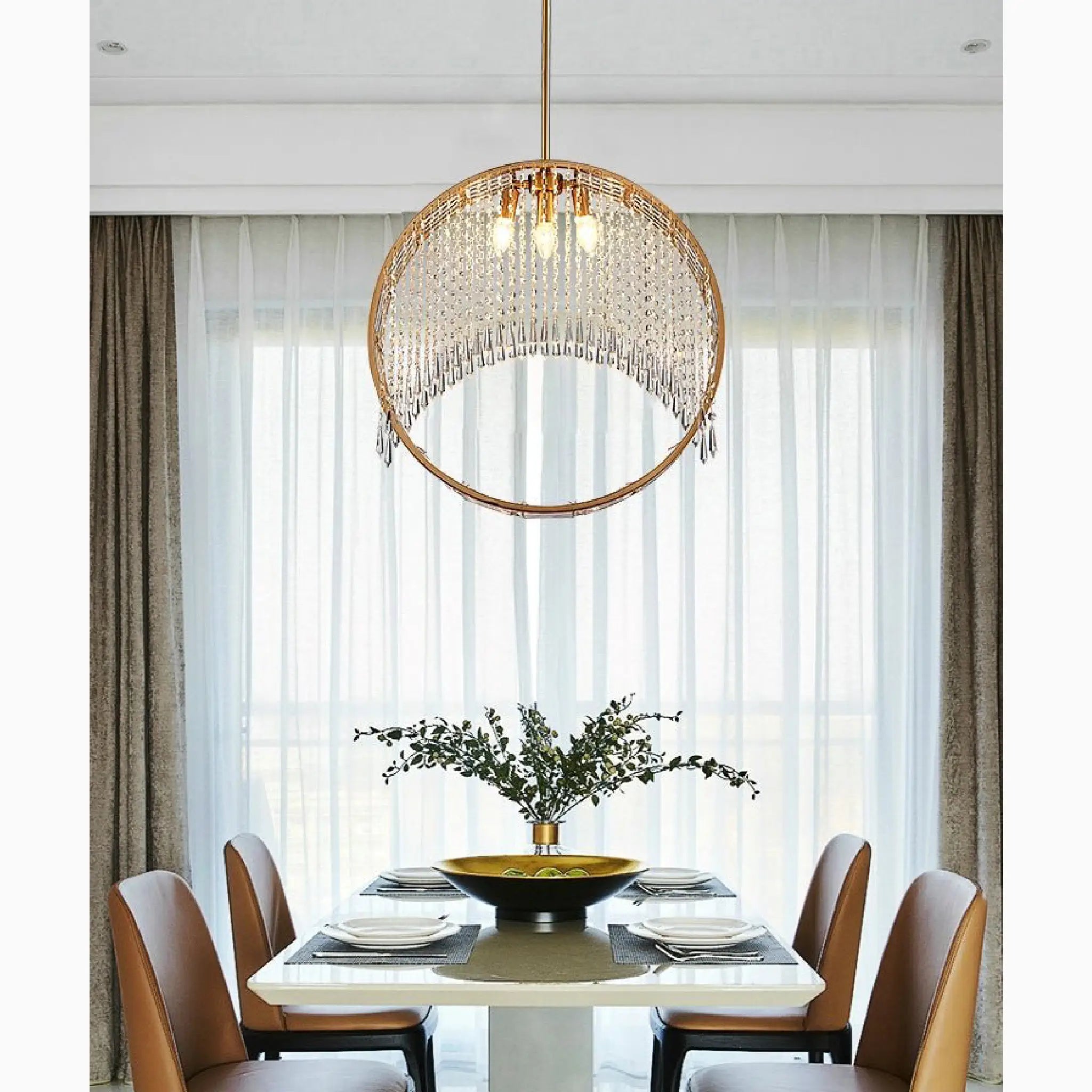 Aliminusa | Round Gold Creative Loft Crystal Chandelier For Living Room
