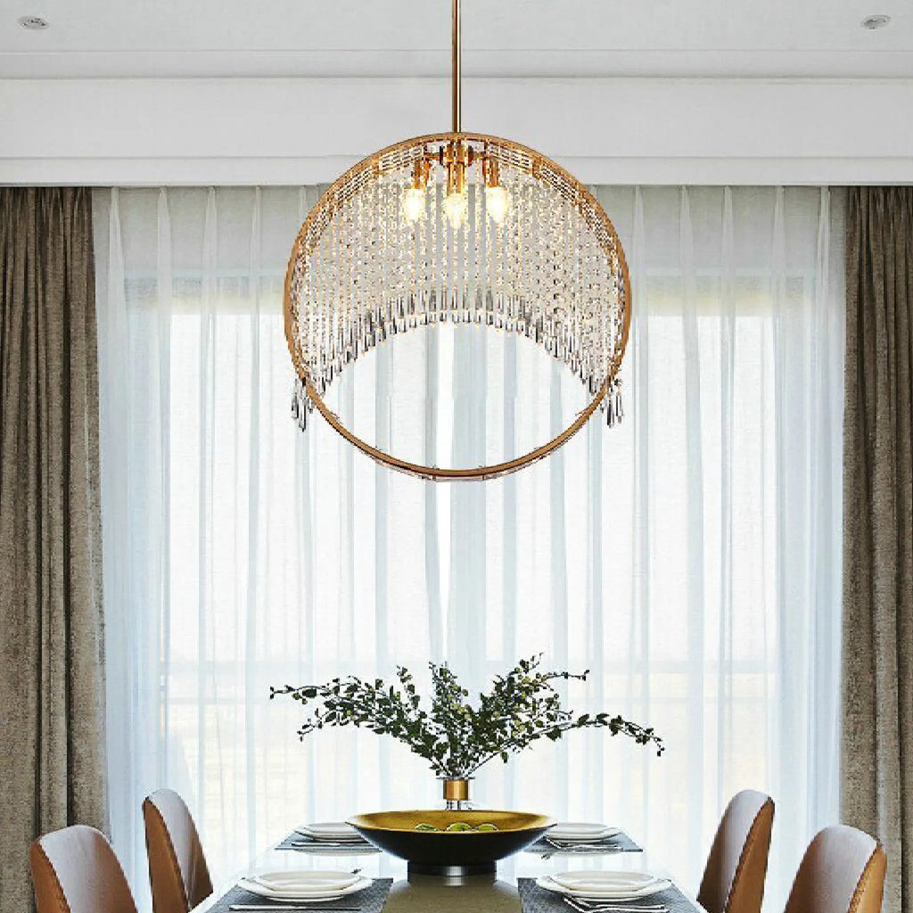 Aliminusa | Round Gold Creative Loft Crystal Chandelier For Living Room