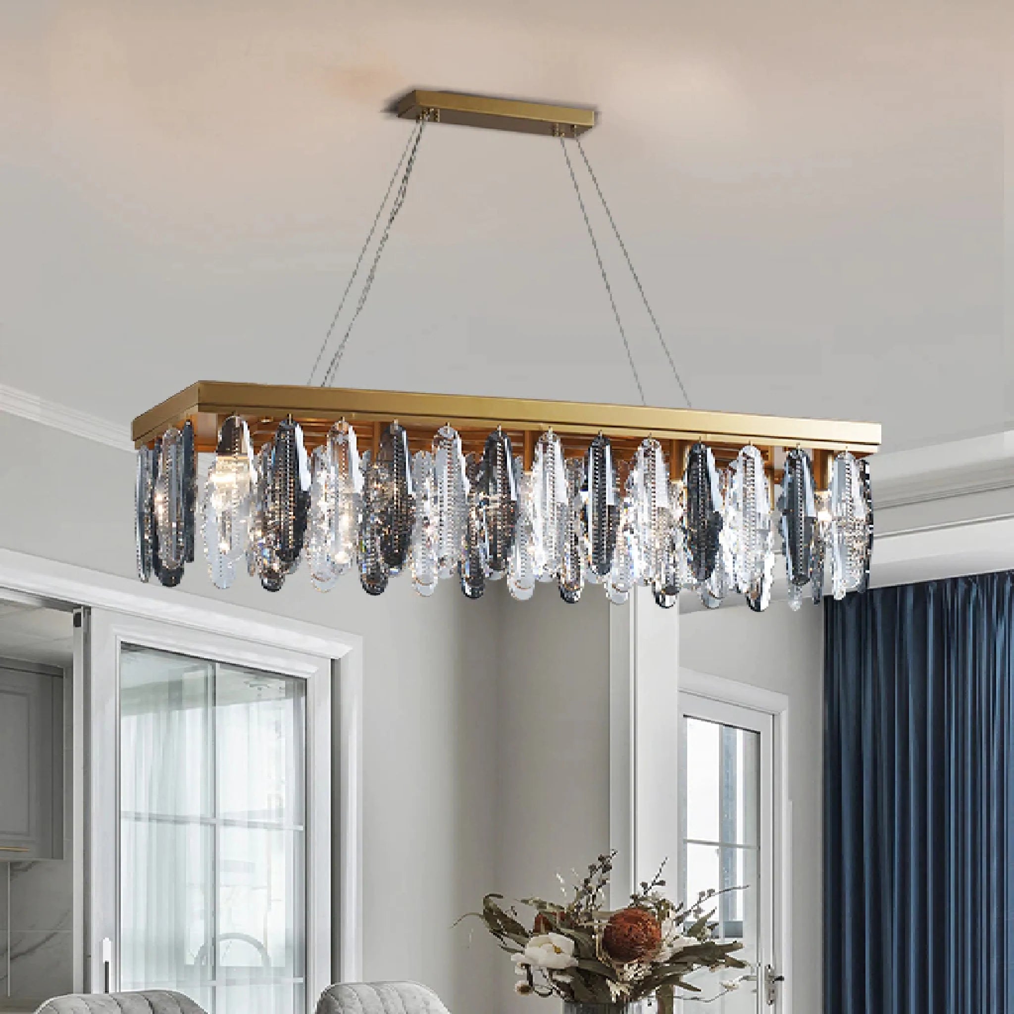 Alluvioni Cambiò | Rectangle Posh Gold Modern Crystal Chandelier