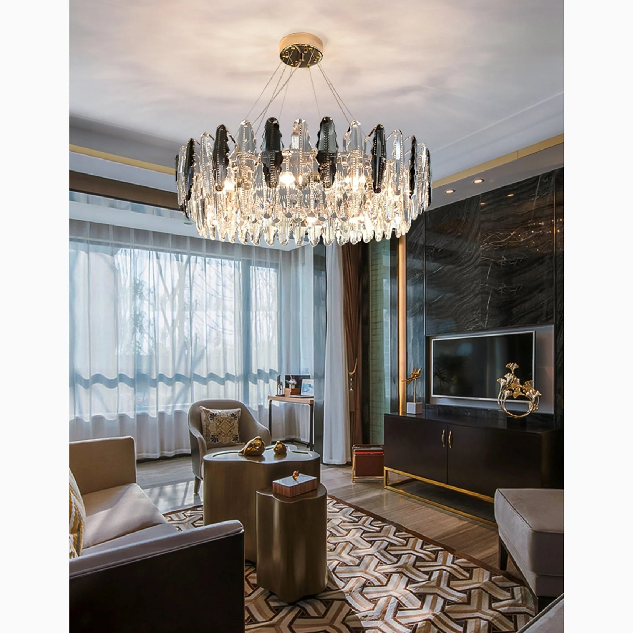 Alme | Elegant Luxury Gold Crystal Shine Chandelier
