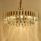 Almenno San Salvatore | Luxury Drum Gold Crystal Chandelier For Living Room