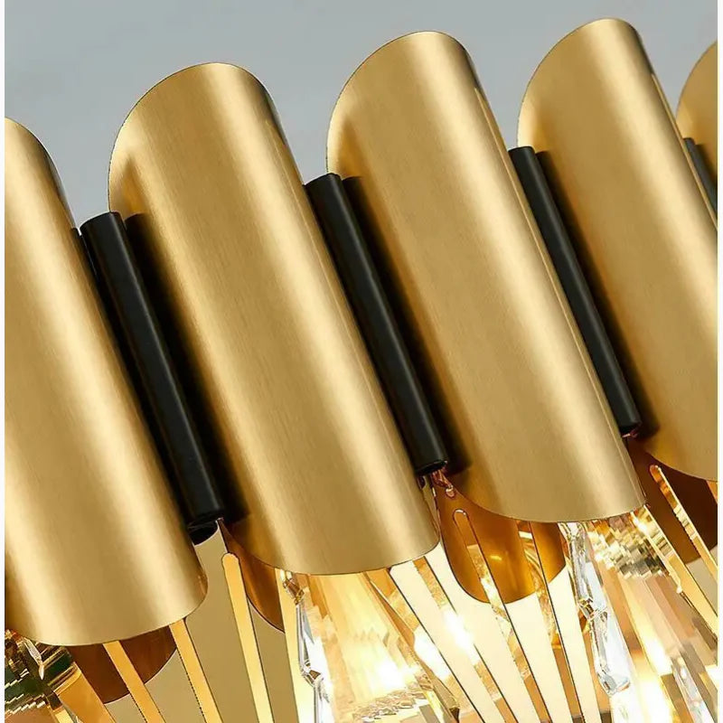 Almenno San Salvatore | Luxury Drum Gold Crystal Chandelier For Living Room