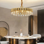 Almenno San Salvatore | Luxury Drum Gold Crystal Chandelier For Living Room