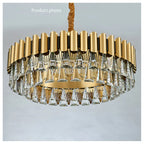 Almenno San Salvatore | Luxury Drum Gold Crystal Chandelier For Living Room