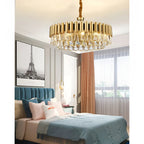 Almenno San Salvatore | Luxury Drum Gold Crystal Chandelier For Living Room