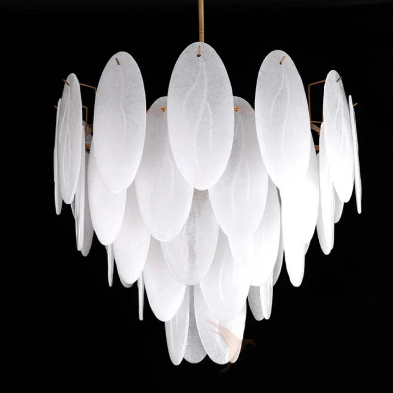 Alonte | Round Gold Modern Frosted Glass LED Chandelier for Living Room