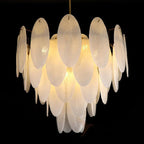 Alonte | Round Gold Modern Frosted Glass LED Chandelier for Living Room