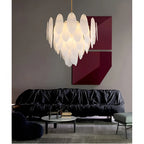 Alonte | Round Gold Modern Frosted Glass LED Chandelier for Living Room