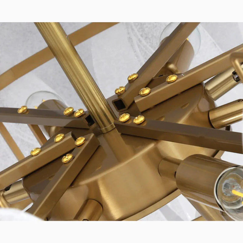 Alonte | Round Gold Modern Frosted Glass LED Chandelier for Living Room